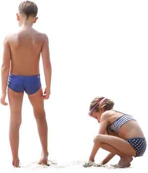 Children Beach Sand Play Swimwear PNG Image