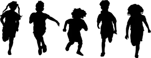 Children Playing Silhouette PNG Image
