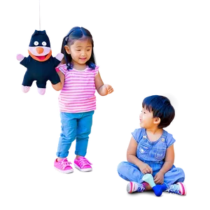 Children Playing With Puppets Png Aob PNG Image