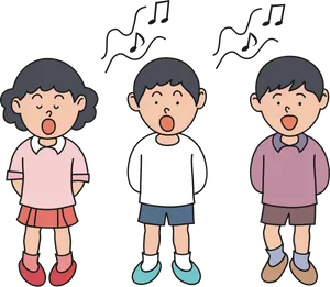 Children Singing Cartoon PNG Image