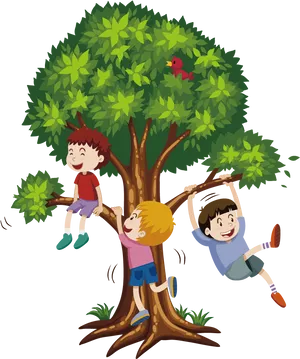 Children Tree Climbing Adventure PNG Image