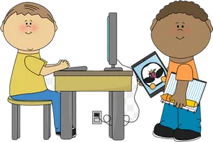 Children Using Technology PNG Image