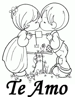 Childrens Kiss Line Drawing PNG Image