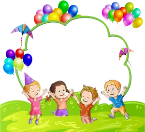 Childrens Party Celebration Balloons Kites PNG Image