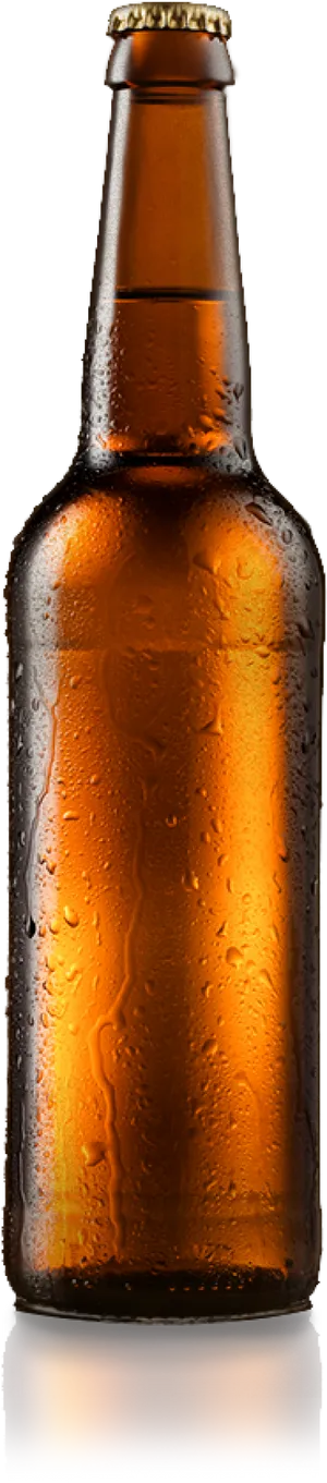 Chilled Beer Bottle Against Black Background PNG Image