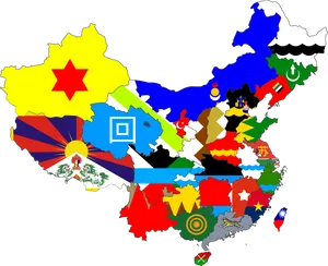 China Mapwith Flags Representation PNG Image