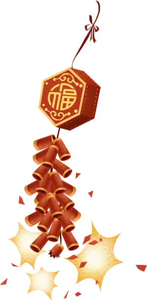 Chinese Firecracker Illustration PNG Image