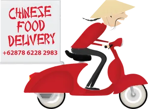 Chinese Food Delivery Scooter Advertisement PNG Image