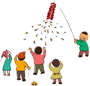 Chinese New Year Candy Shower Celebration PNG Image