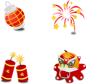 Chinese New Year Festive Icons PNG Image