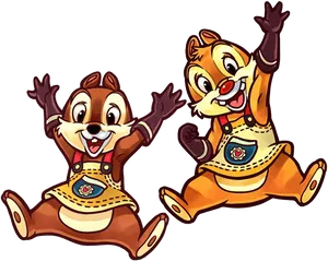 Chipand Dale Jumping Happiness PNG Image