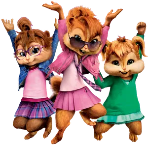 Chipettes Animated Group Pose PNG Image