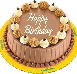 Chocolate Birthday Cake Decoration PNG Image