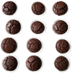 Chocolate Brownie Muffins Top View PNG Image