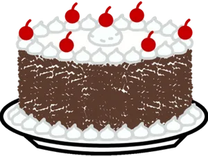 Chocolate Cake With Cherries Logo PNG Image