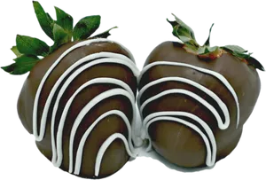 Chocolate Covered Strawberrieswith White Drizzle PNG Image