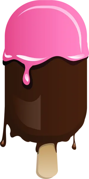 Chocolate Ice Cream Barwith Pink Topping Clipart PNG Image