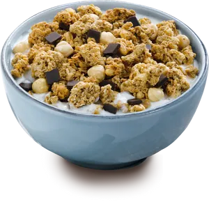 Chocolate Nut Granola Cereal Bowl PNG Image