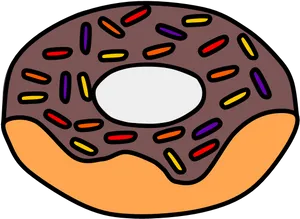 Chocolate Sprinkled Donut Illustration PNG Image