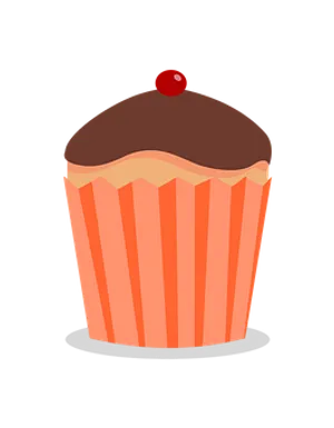 Chocolate Topped Cupcake Illustration PNG Image