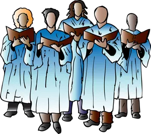 Choir Members Cartoon Illustration PNG Image