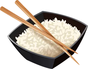 Chopsticksand Rice Bowl PNG Image