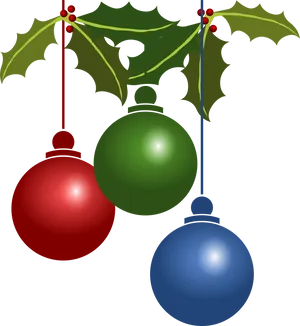 Christmas Baublesand Holly Clipart PNG Image