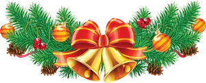 Christmas Bellsand Pine Garland PNG Image