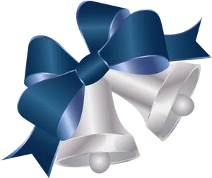 Christmas Bellswith Blue Ribbon PNG Image