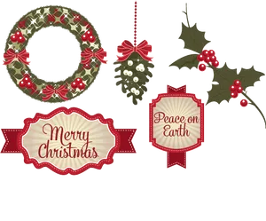 Christmas Decorative Elements Set PNG Image