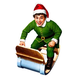 Christmas Elf On Sled Png Hup PNG Image