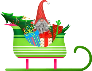 Christmas Elf Sleighwith Gifts PNG Image