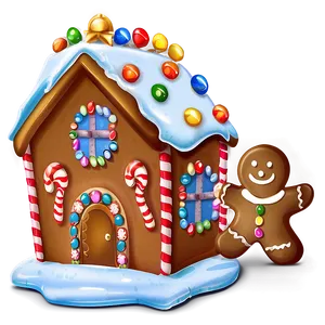 Christmas Eve Gingerbread House Png Bil PNG Image