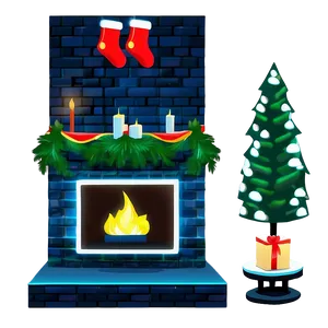 Christmas Fireplace In Cozy Room Png 06262024 PNG Image