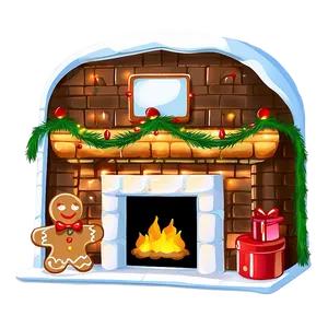 Christmas Fireplace With Gingerbread Png Wbb2 PNG Image