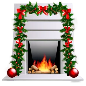 Christmas Fireplace With Holly Decoration Png Jtr92 PNG Image