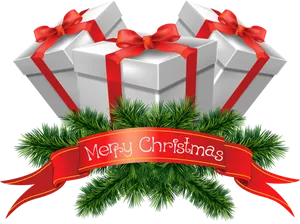 Christmas Giftsand Greens PNG Image