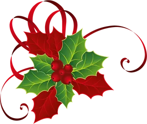 Christmas Holly Decoration.png PNG Image