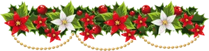 Christmas Hollyand Poinsettia Border PNG Image