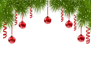 Christmas Ornamentsand Pine Garland PNG Image