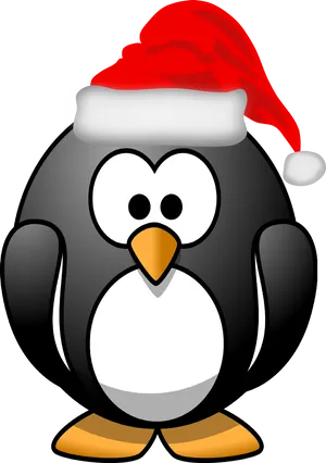 Christmas Penguin Cartoon Santa Hat PNG Image