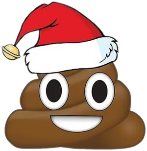 Christmas Poop Emojiwith Santa Hat PNG Image