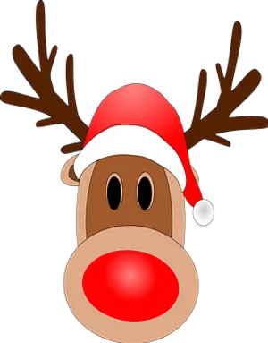 Christmas Reindeer Cartoon Santa Hat PNG Image