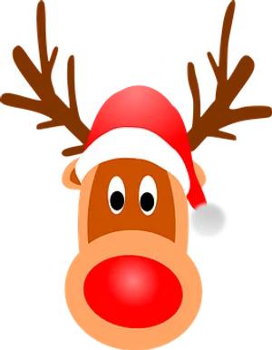 Christmas Reindeer Cartoon Santa Hat PNG Image