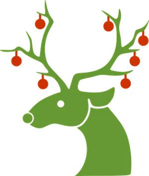 Christmas Reindeer Silhouettewith Ornaments PNG Image