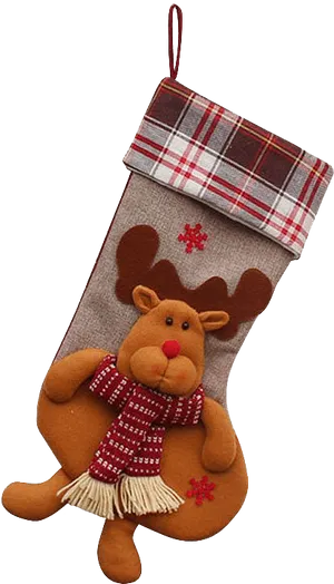 Christmas Reindeer Stocking Decoration PNG Image