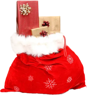 Christmas Santa Sackwith Gifts PNG Image