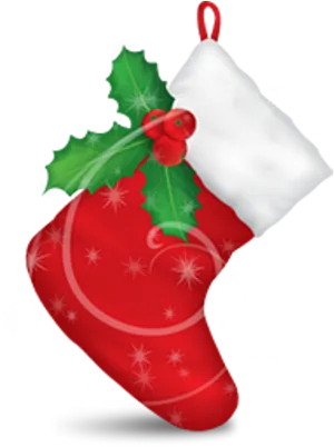 Christmas Stocking Holly Decoration PNG Image