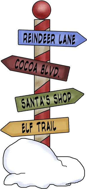 Christmas Themed Directional Signpost PNG Image