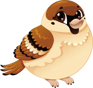 Chubby Cartoon Sparrow PNG Image